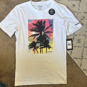 Hurley White Tee with Palm Tree Design